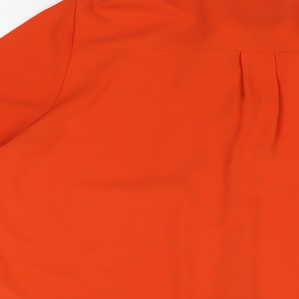 Dorothy Perkins Womens Red Polyester Basic Button-Up Size 14 Round Neck