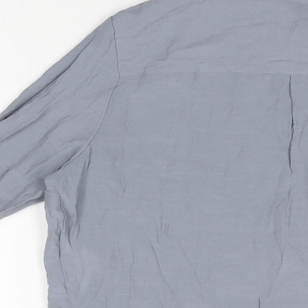 New Look Womens Grey Polyester Basic Button-Up Size 10 Collared