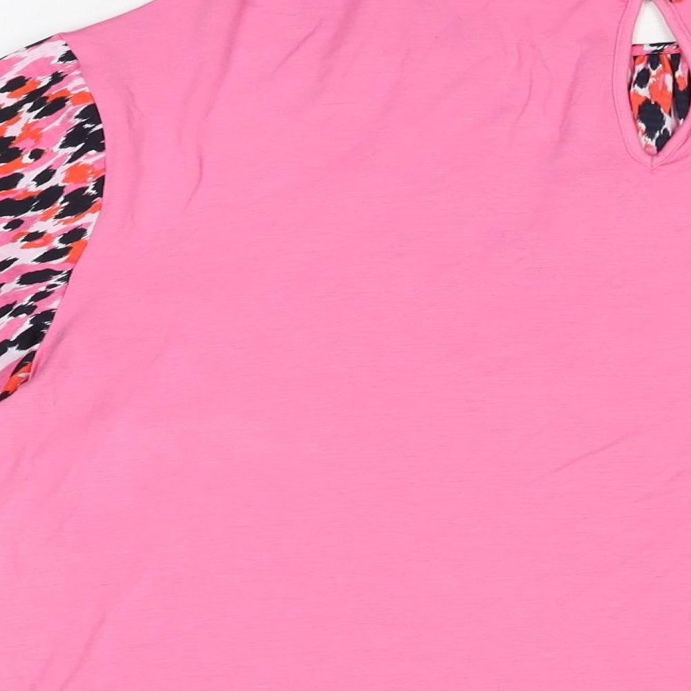 Marks & Spencer Womens Pink Geometric Polyester Basic Blouse Size 8 Round Neck