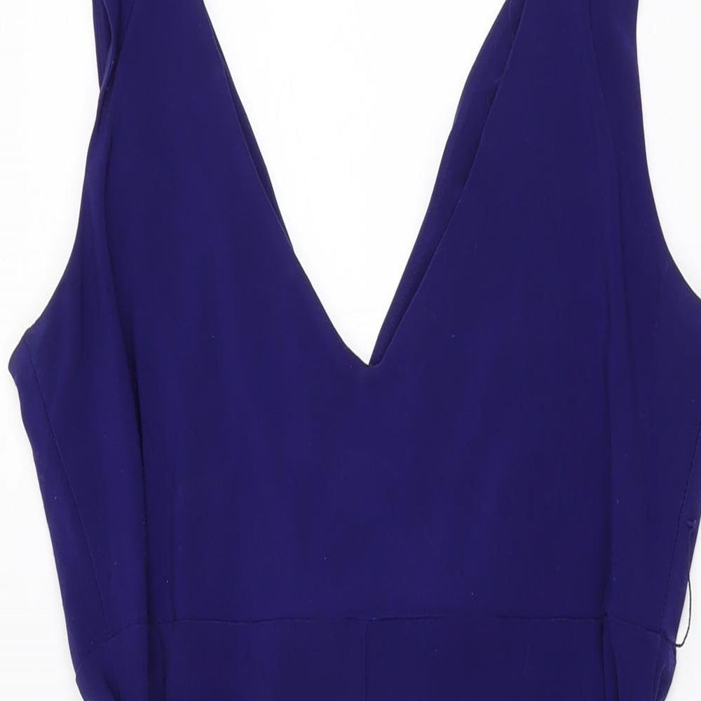 Scarlett Nite Womens Blue Polyester A-Line Size 10 V-Neck Tie
