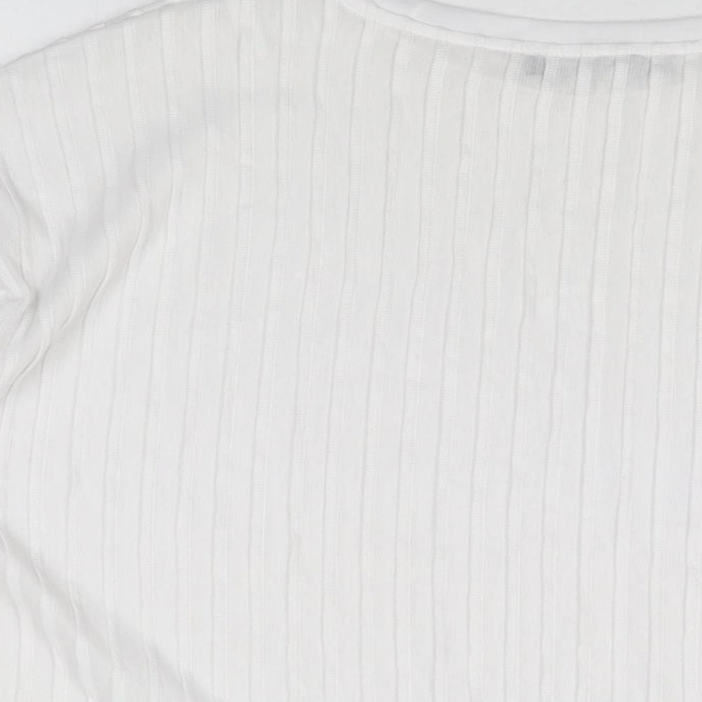Marks & Spencer Womens White Polyester Basic T-Shirt Size 10 Round Neck