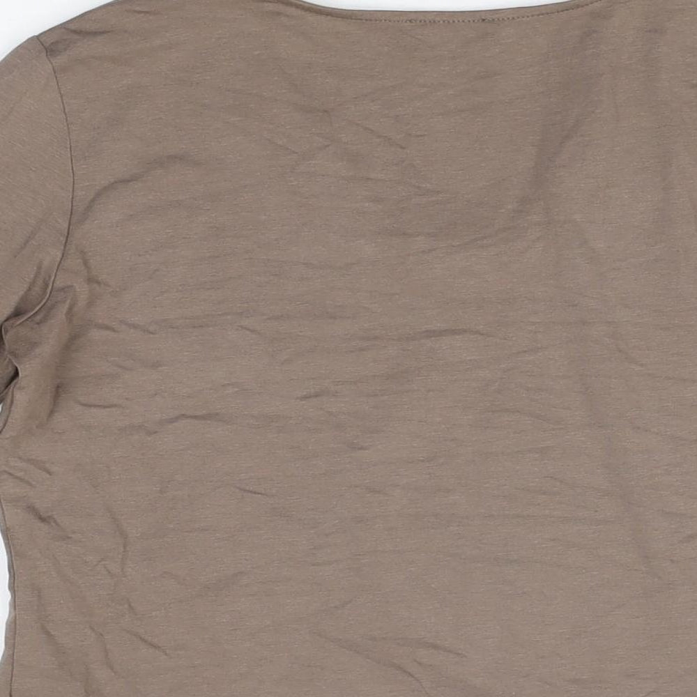 Gerry Weber Womens Brown Modal Basic T-Shirt Size 8 V-Neck
