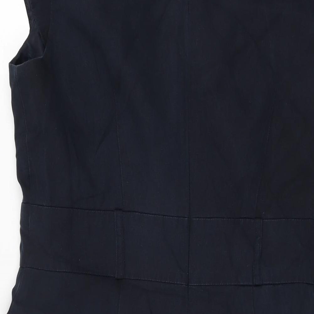 Marks & Spencer Womens Blue Polyester Bodycon Size 14 V-Neck Zip