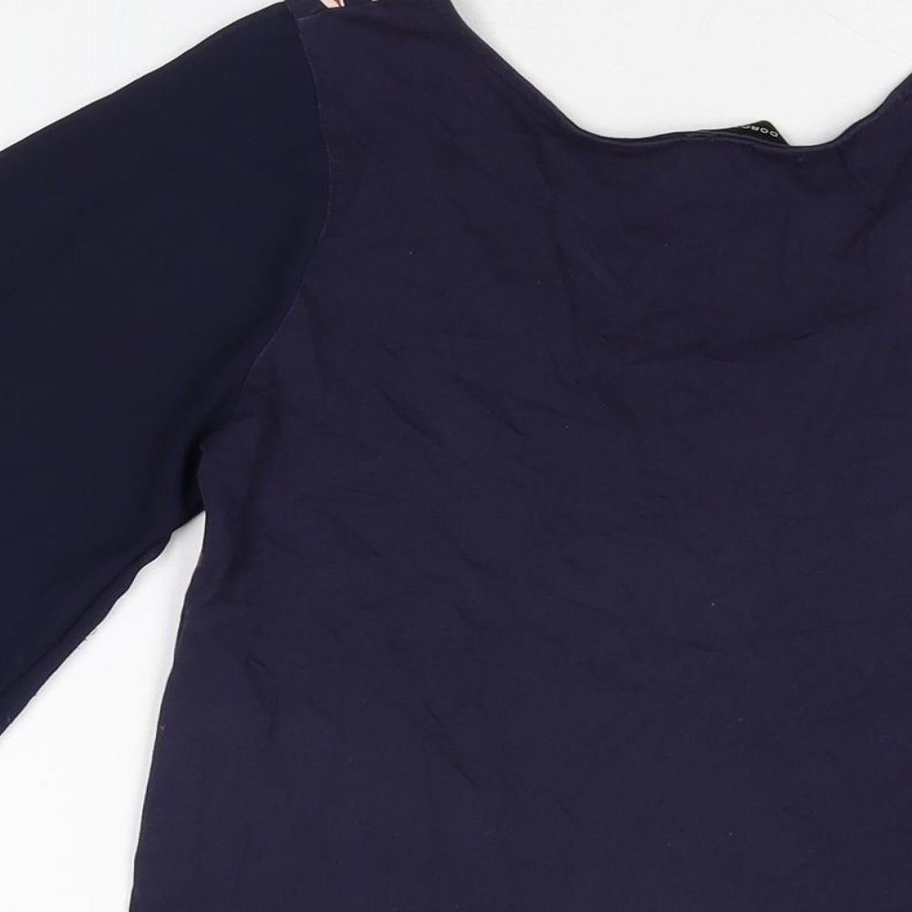 Dorothy Perkins Womens Blue Floral Polyester Basic T-Shirt Size 8 Round Neck