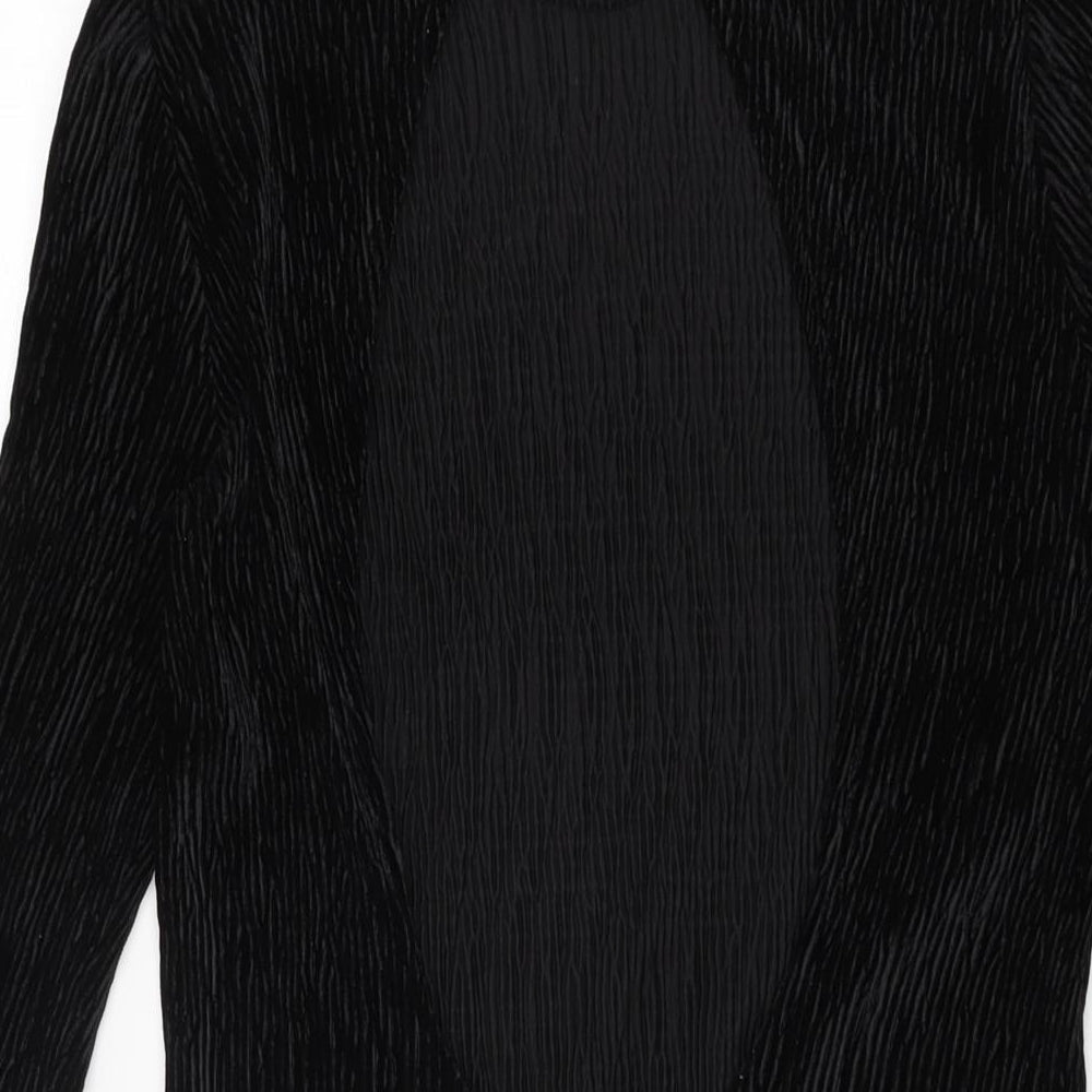 H&M Womens Black Polyester Bodycon Size S High Neck Hook & Eye