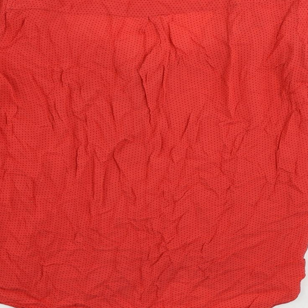 Zara Womens Red Polka Dot Viscose Basic Blouse Size M V-Neck