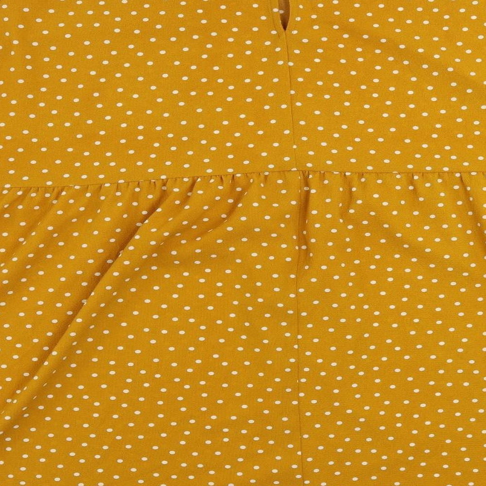 ASOS Womens Yellow Polka Dot Polyester A-Line Size 24 Round Neck Button