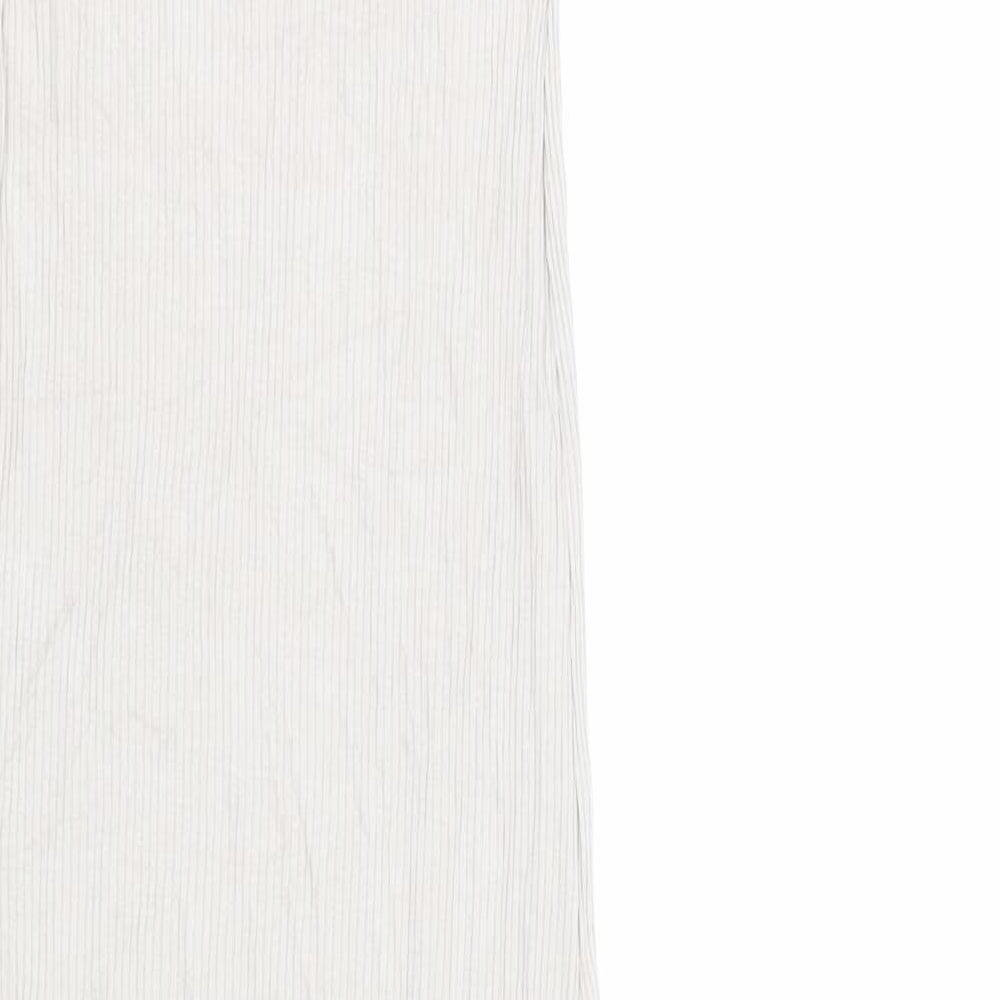 Bershka Womens Beige Viscose Bodycon Size XS Round Neck Pullover