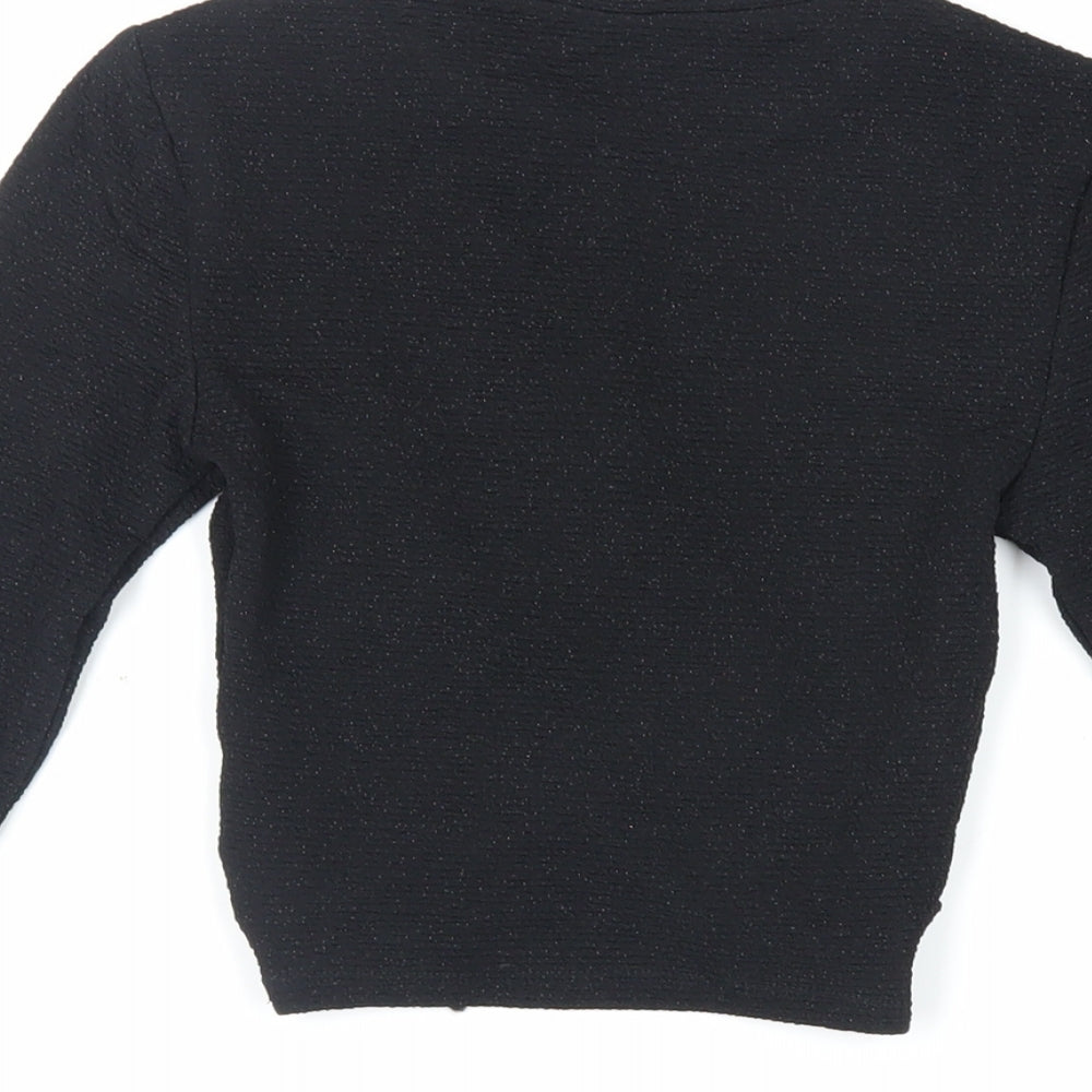 Divided by H&M Womens Black Polyester Cropped Blouse Size XS Crew Neck