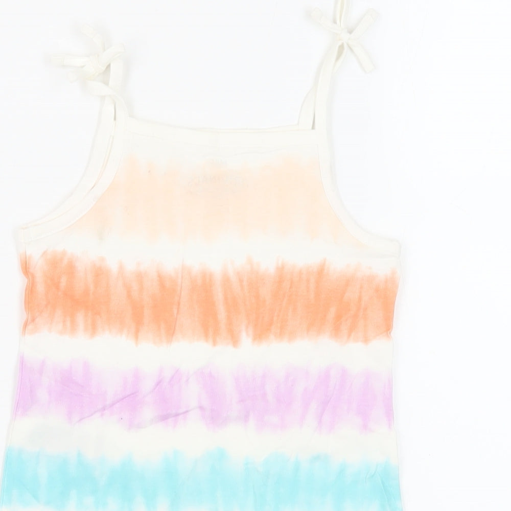Marks & Spencer Girls Multicoloured Striped Cotton Camisole Tank Size 4-5 Years Square Neck Pullover