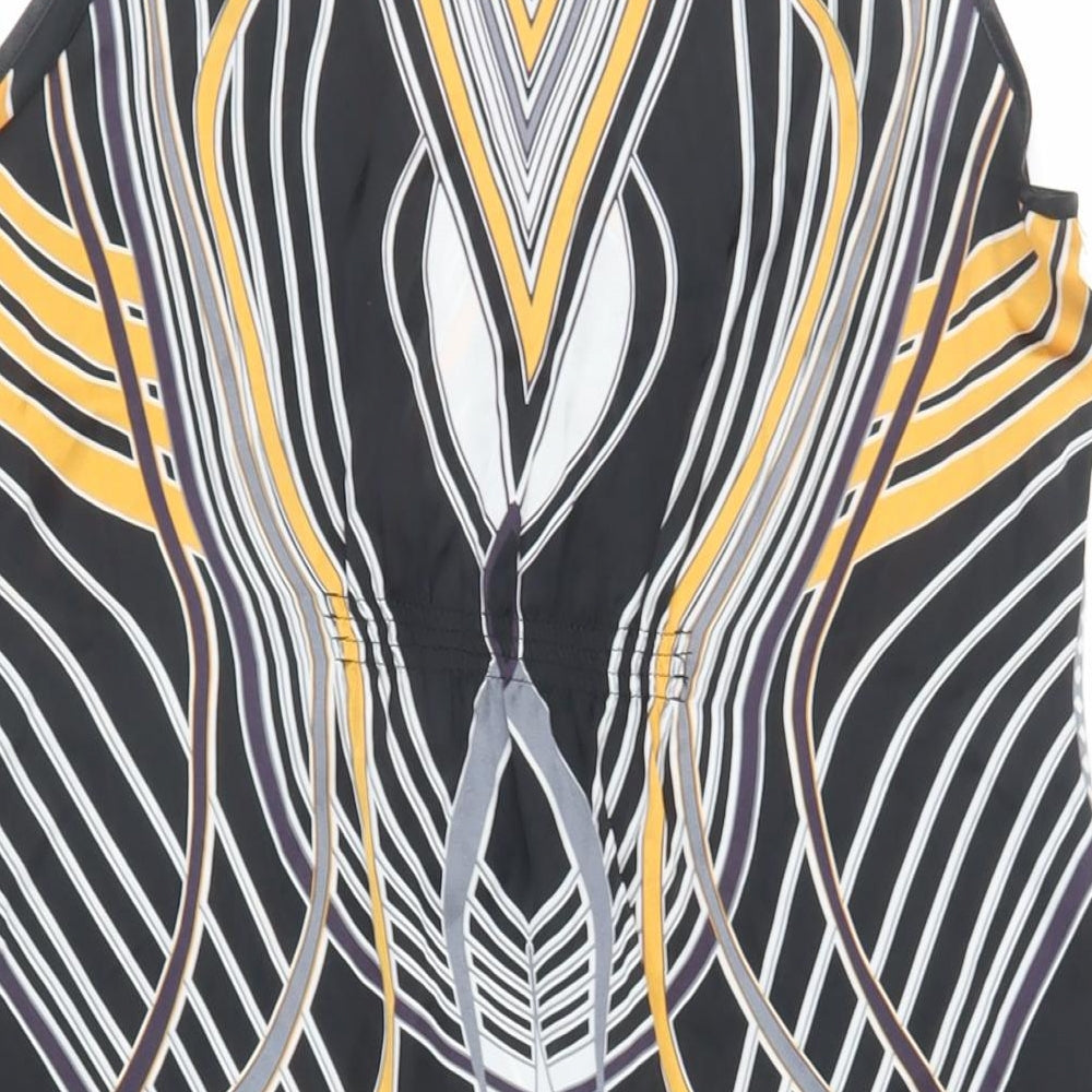 Wallis Womens Black Geometric Polyester Basic Tank Size M Square Neck