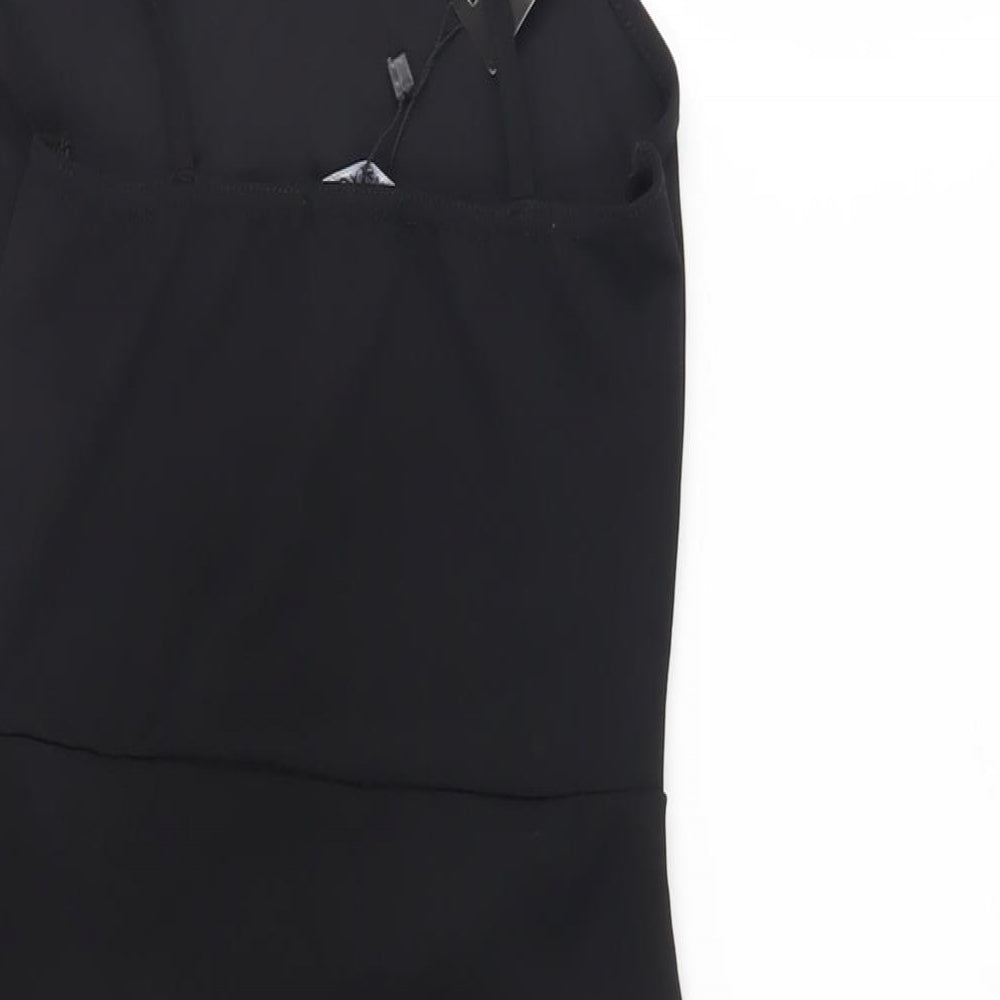 Nasty Gal Womens Black Polyester Mini Size 8 Square Neck Pullover