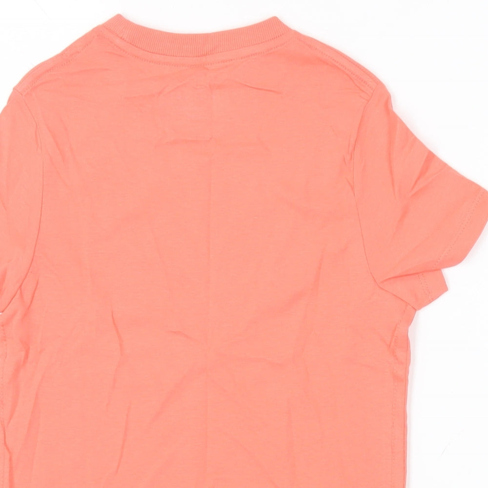 Marks & Spencer Girls Pink Cotton Pullover T-Shirt Size 7-8 Years Crew Neck Pullover