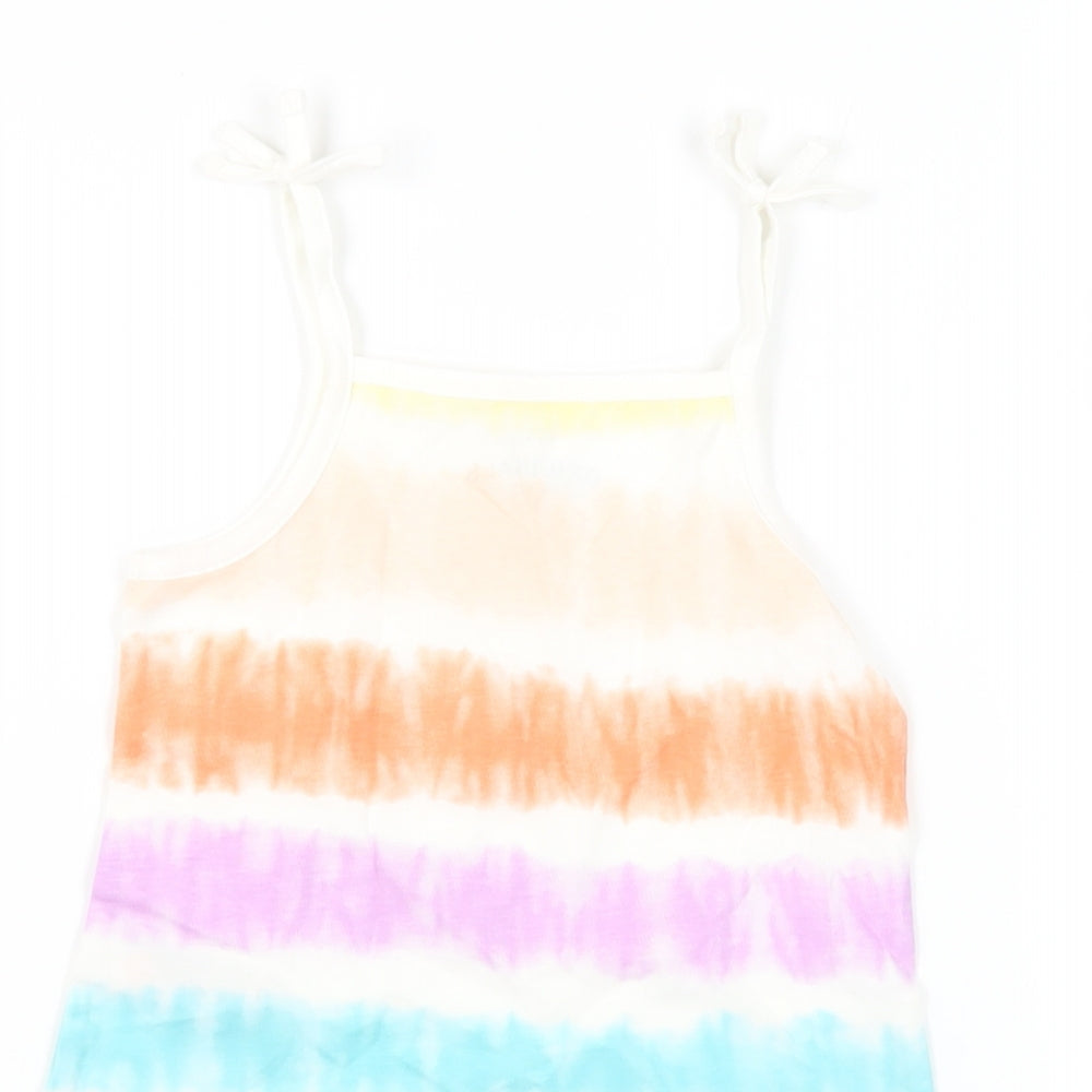 Marks & Spencer Girls Multicoloured Striped Cotton Camisole Tank Size 3-4 Years Square Neck Pullover