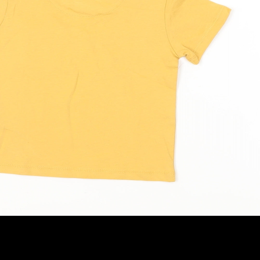 Marks & Spencer Baby Yellow Cotton Pullover T-Shirt Size 3-6 Months Crew Neck Snap - Pocket