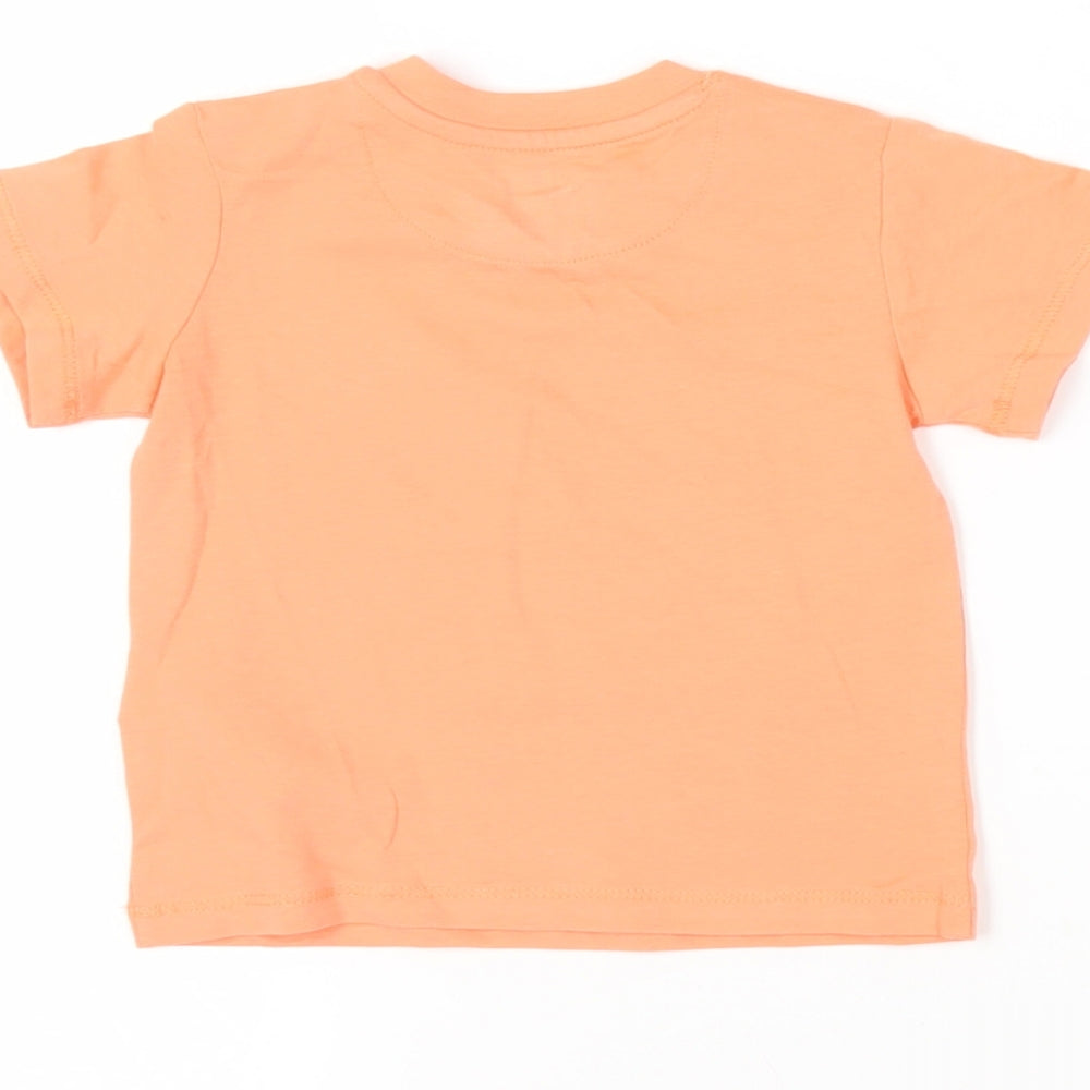 Marks & Spencer Baby Orange Cotton Pullover T-Shirt Size 3-6 Months Crew Neck Snap