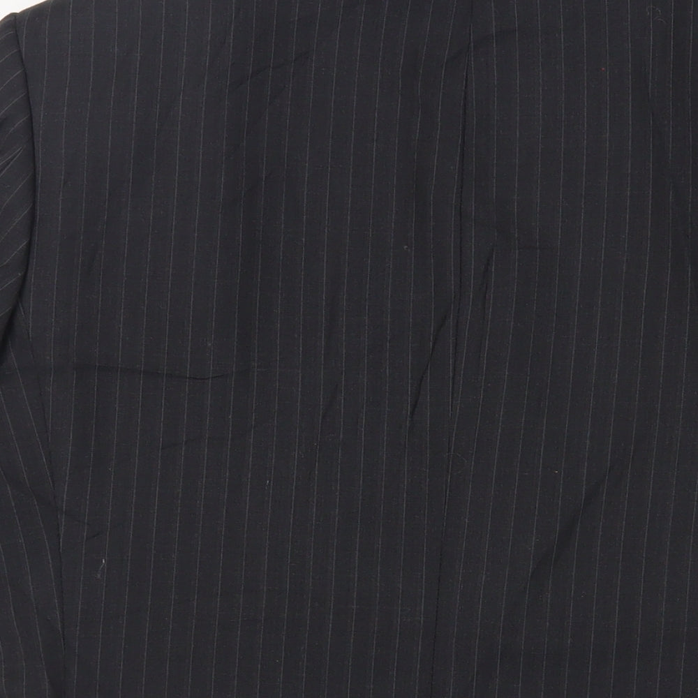 Marks & Spencer Mens Black Striped Polyester Jacket Suit Jacket Size 38 Regular