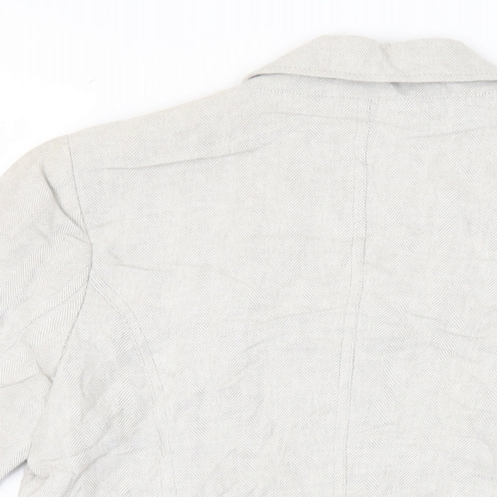DASH Womens Grey Herringbone Jacket Blazer Size 10 Button