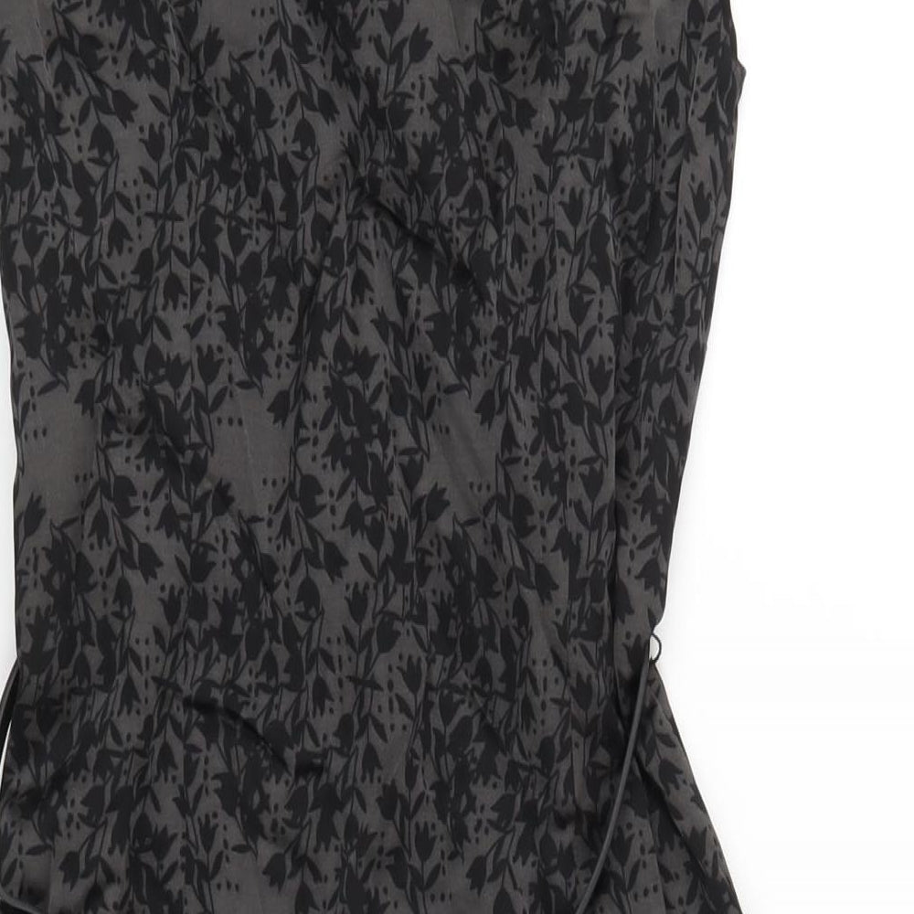 Monsoon Womens Black Geometric Viscose A-Line Size 10 Round Neck Zip