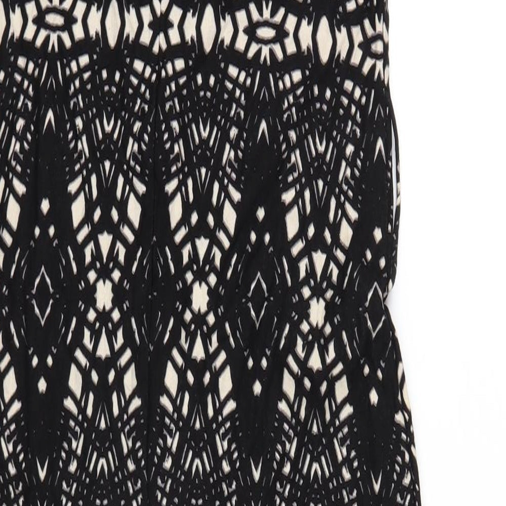 Wallis Womens Black Geometric Viscose Bodycon Size S Scoop Neck Pullover