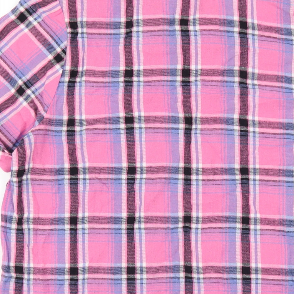 Studio Womens Pink Plaid Cotton Basic Button-Up Size 12 Collared
