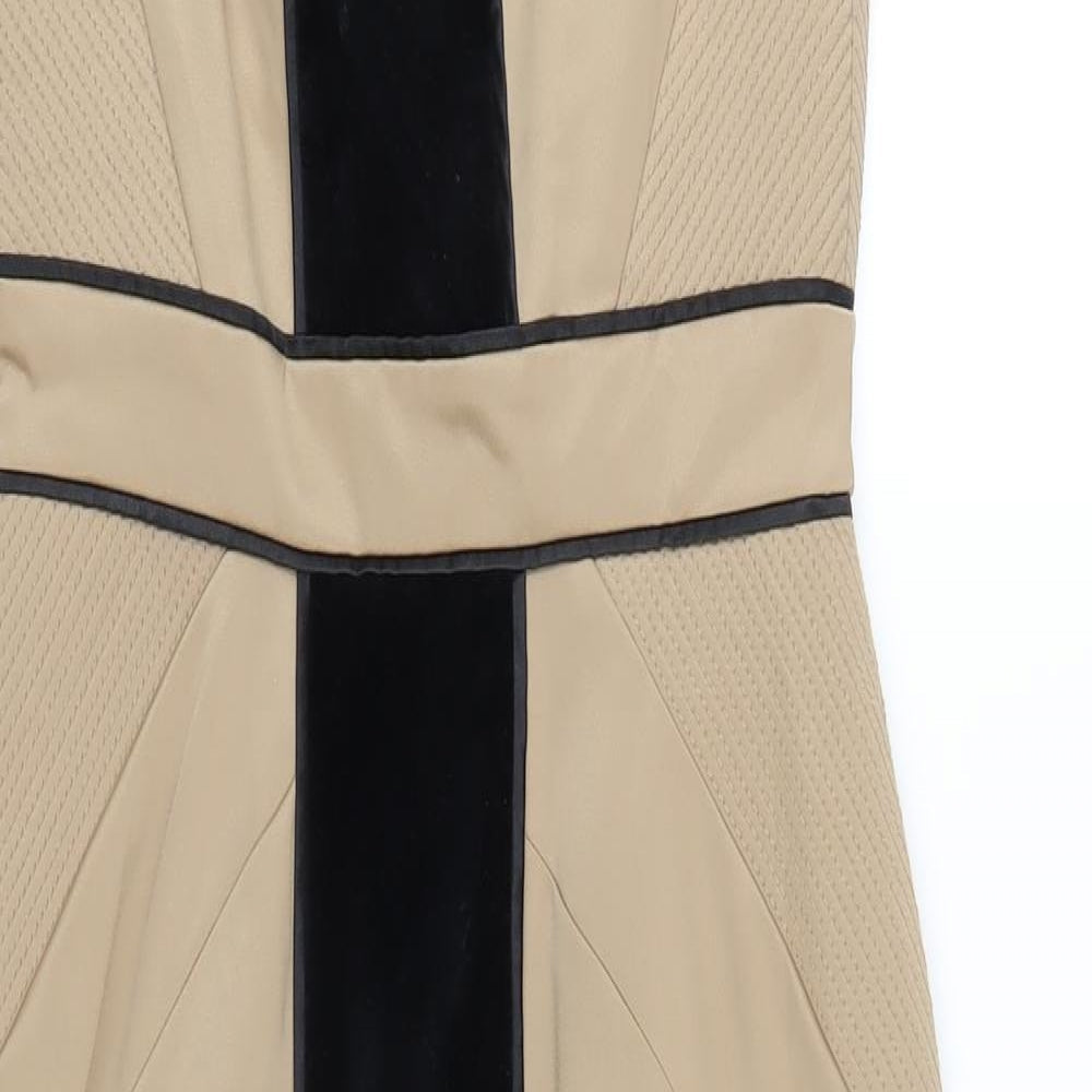 Untold Womens Beige Polyester A-Line Size 8 Scoop Neck Zip
