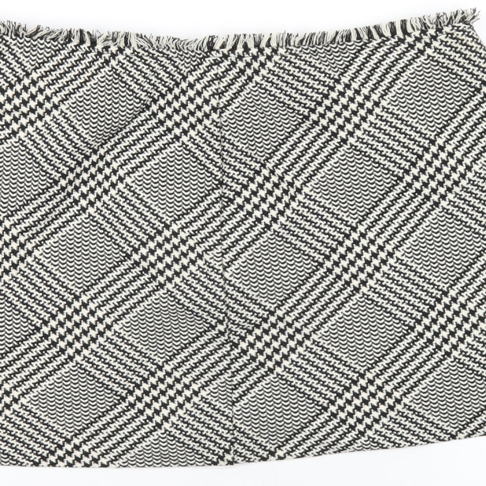 Zara Womens Black Plaid Polyester Mini Skirt Size M Zip