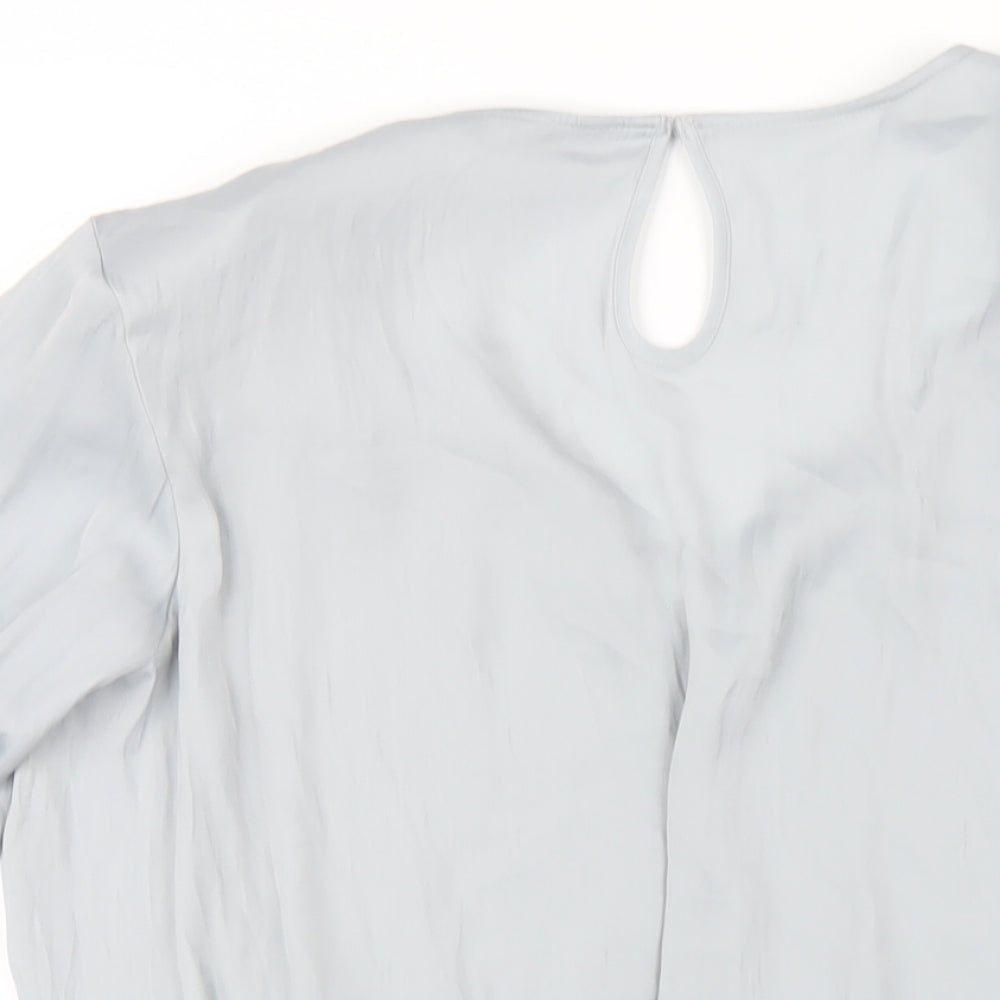 Marks & Spencer Womens Grey Polyester Basic Blouse Size 16 V-Neck
