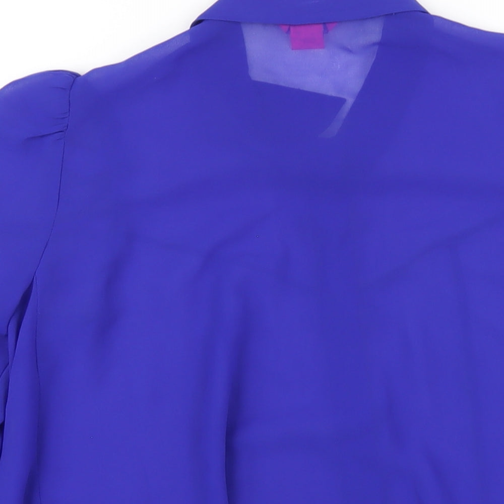 Monsoon Womens Blue Polyester Basic Button-Up Size 8 Collared