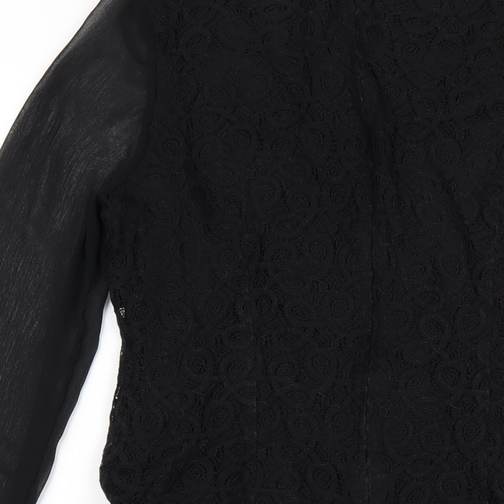 Wallis Womens Black Cotton A-Line Size 8 Round Neck Zip
