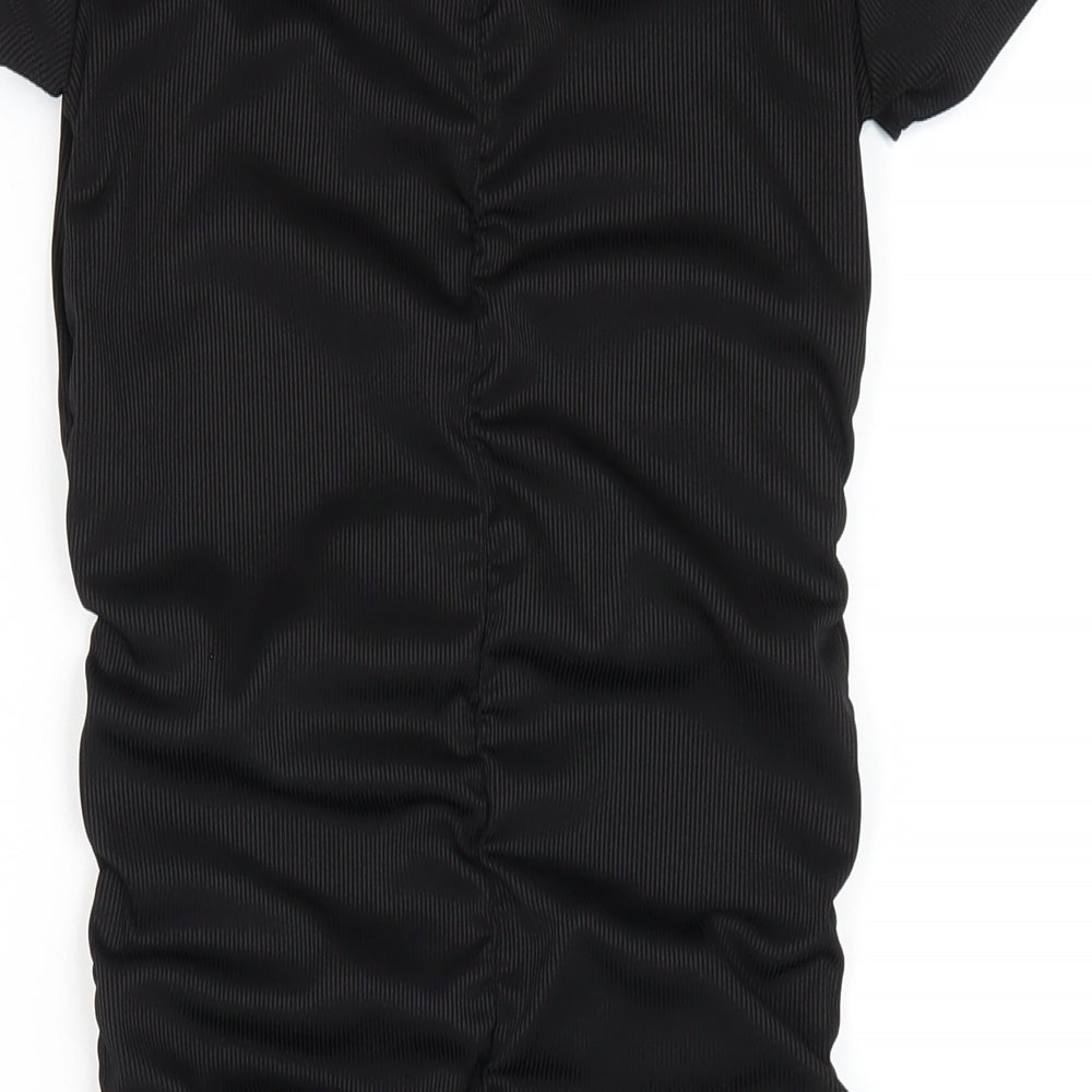 H&M Womens Black Polyester Bodycon Size S Round Neck Pullover