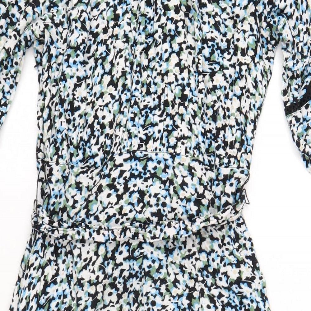 Marks & Spencer Womens Multicoloured Geometric Viscose A-Line Size 8 V-Neck Zip