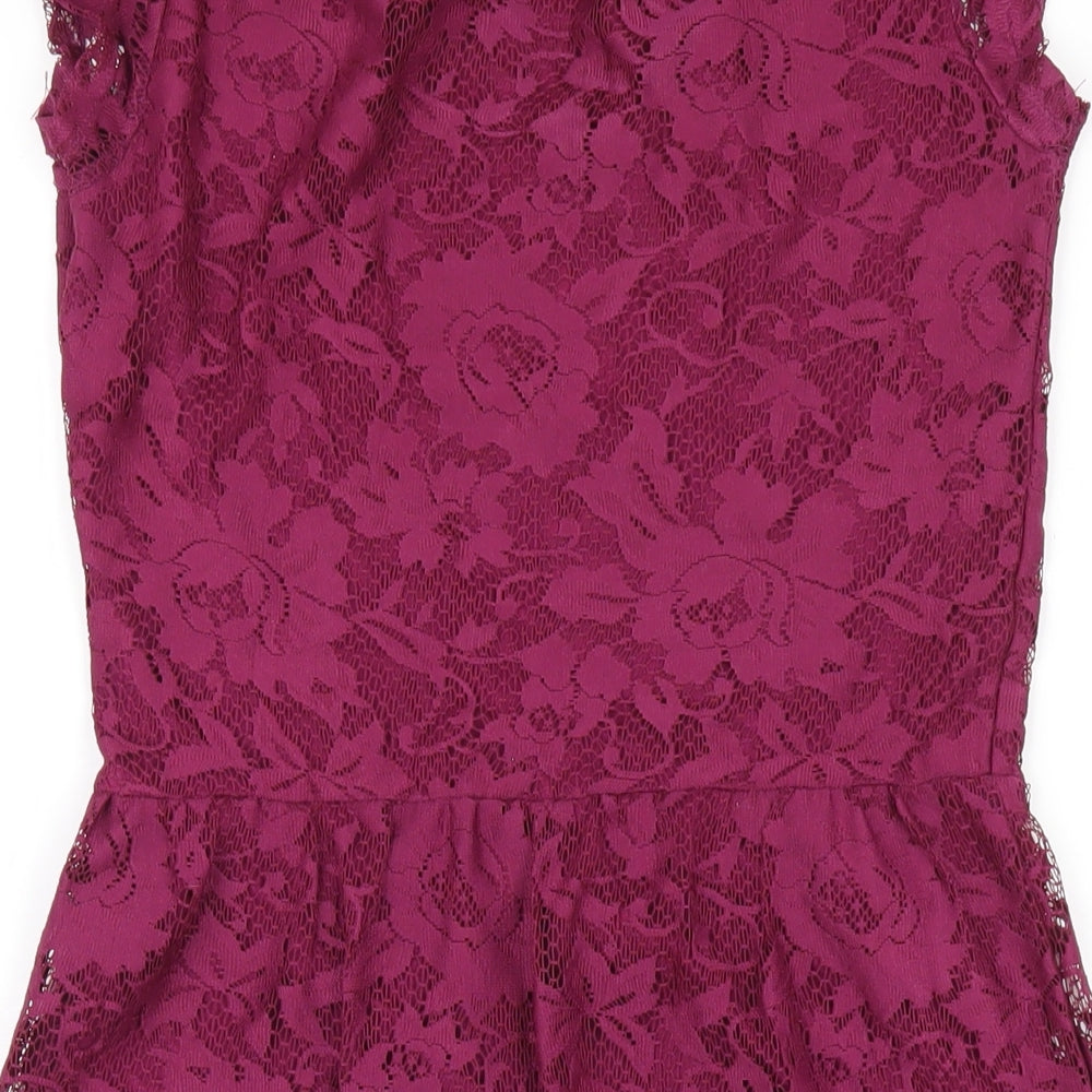 Dorothy Perkins Womens Purple Polyester A-Line Size 6 Round Neck Pullover