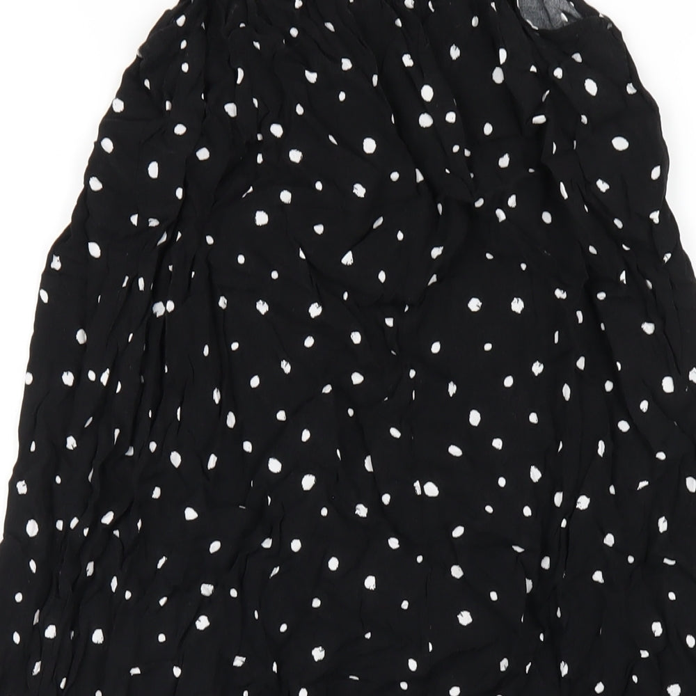 Marks & Spencer Womens Black Polka Dot Viscose A-Line Size 8 Round Neck Pullover
