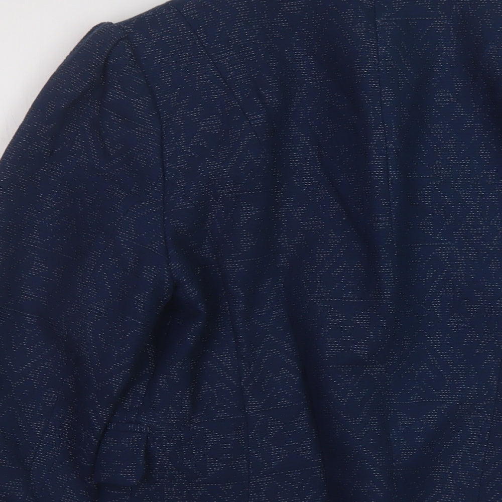 H&M Womens Blue Geometric Jacket Size 14