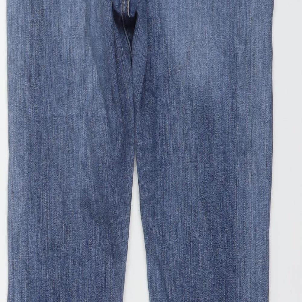 Marks & Spencer Womens Blue Cotton Skinny Jeans Size 10 L28 in Regular Button