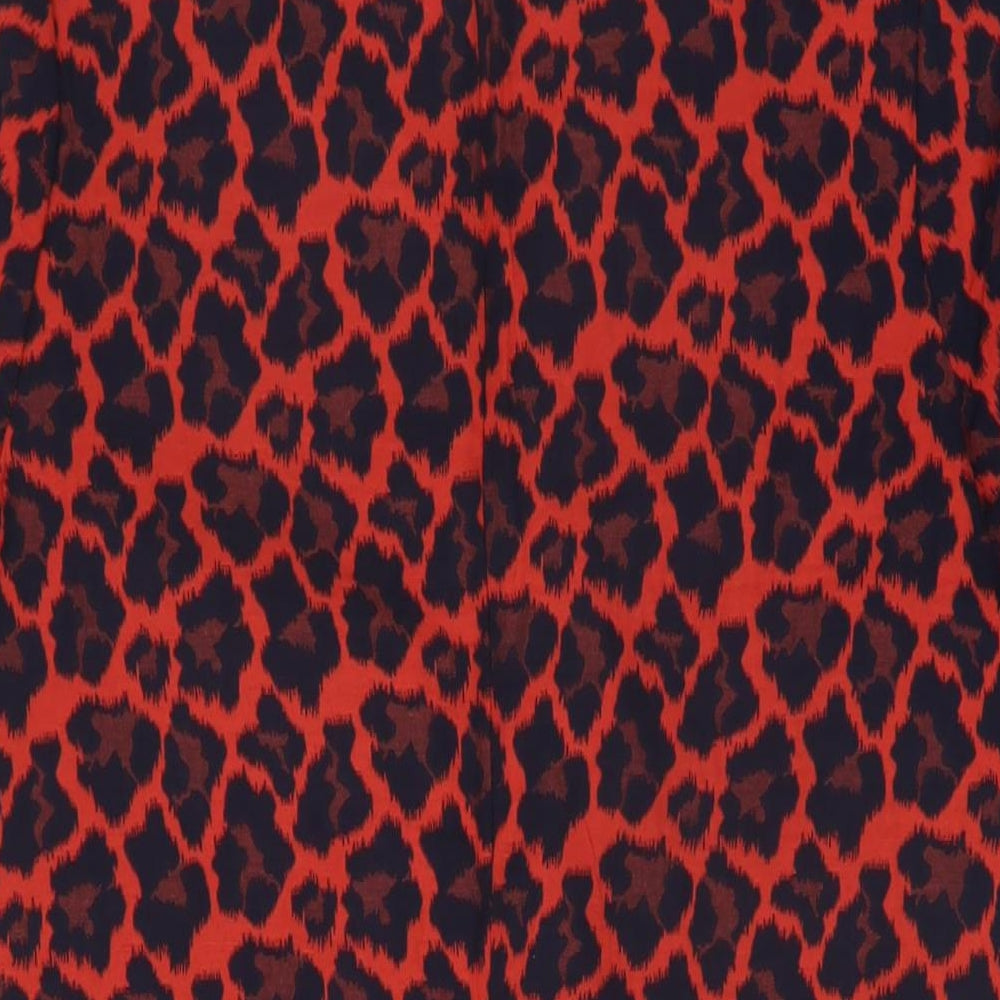 Next Womens Red Animal Print Cotton A-Line Size 10 Round Neck Zip