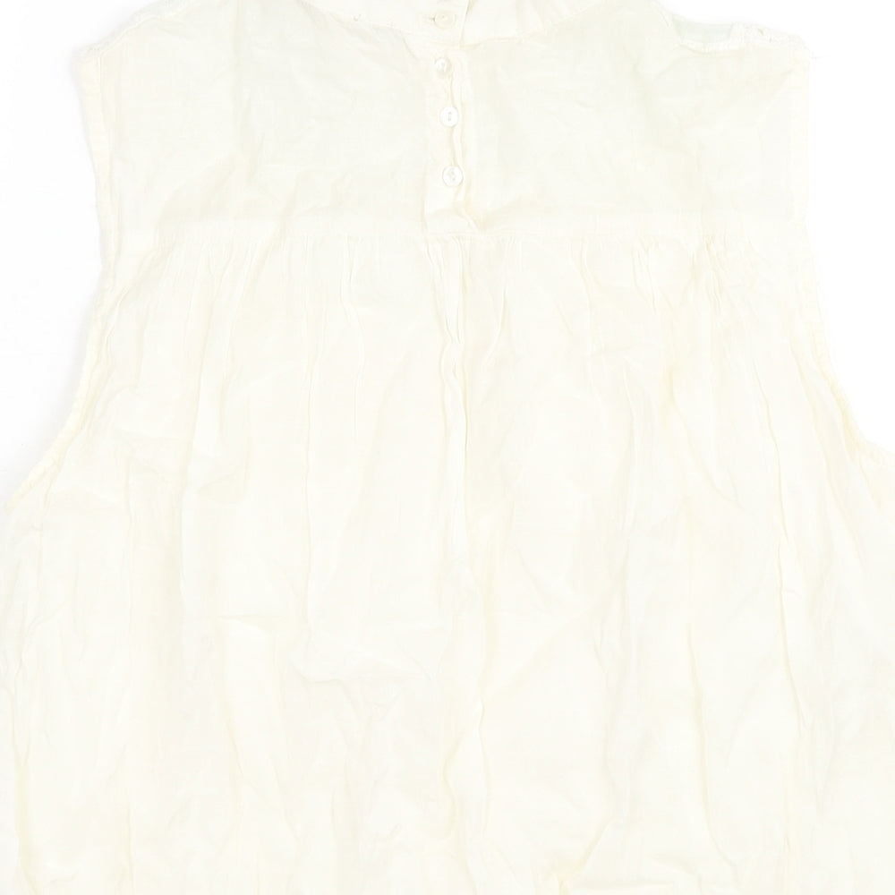 Zara Womens Ivory Polyester Camisole Blouse Size M Mock Neck - Lace Detail