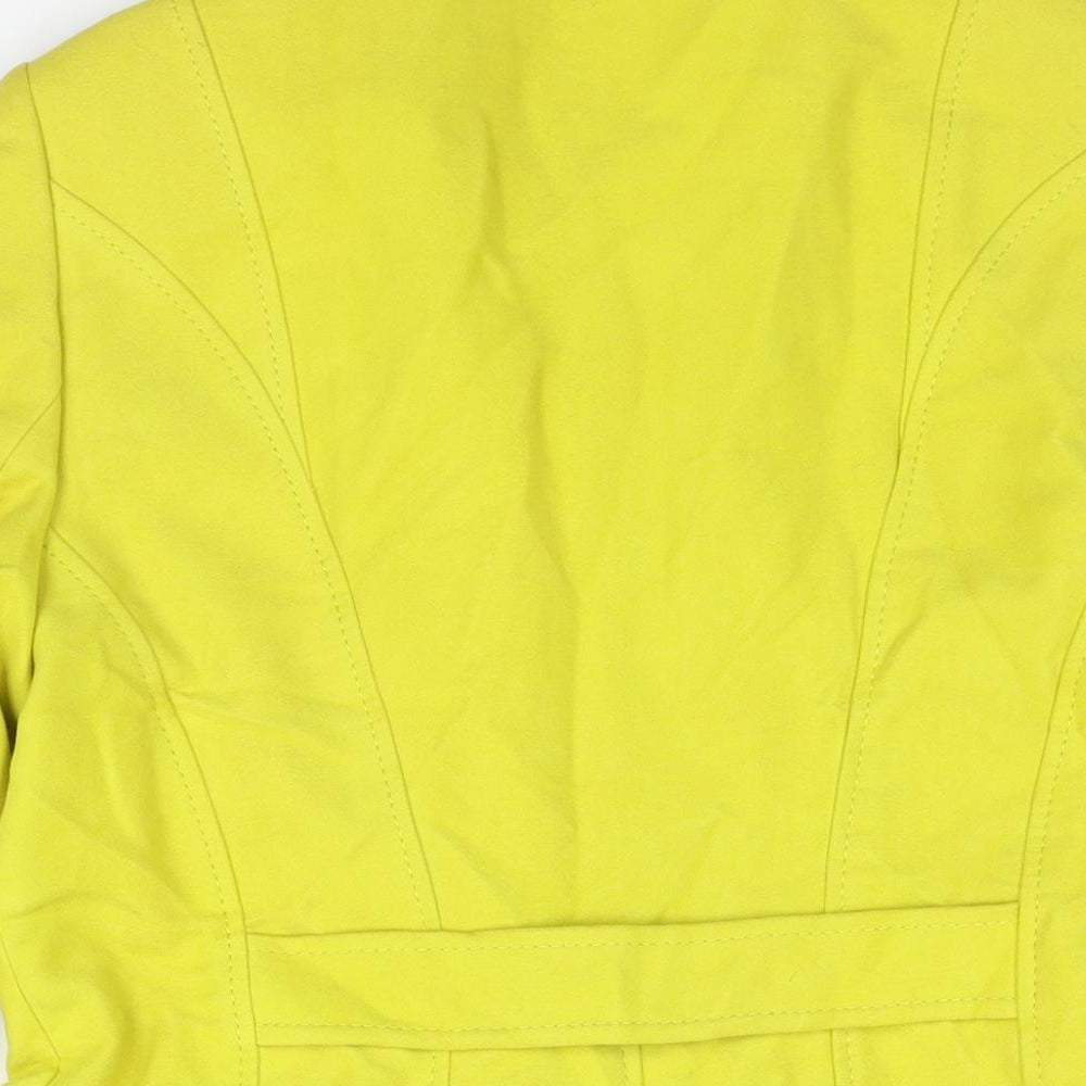 Per Una Womens Yellow Overcoat Coat Size 14 Button
