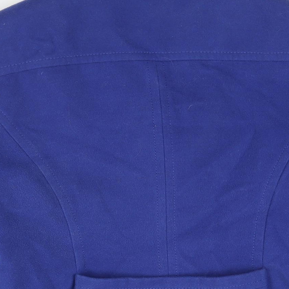 BHS Womens Blue Pea Coat Coat Size 14 Button - Double Breasted