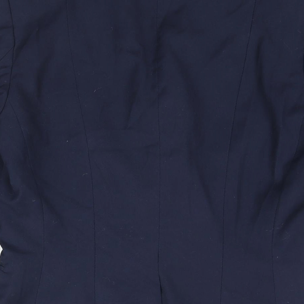 H&M Womens Blue Polyester Jacket Suit Jacket Size 10