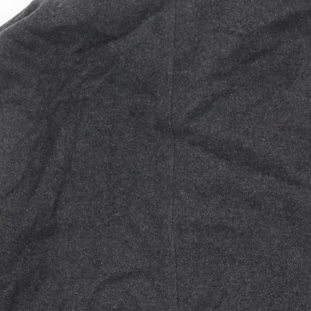 Cotton Traders Mens Grey Pea Coat Coat Size L Button