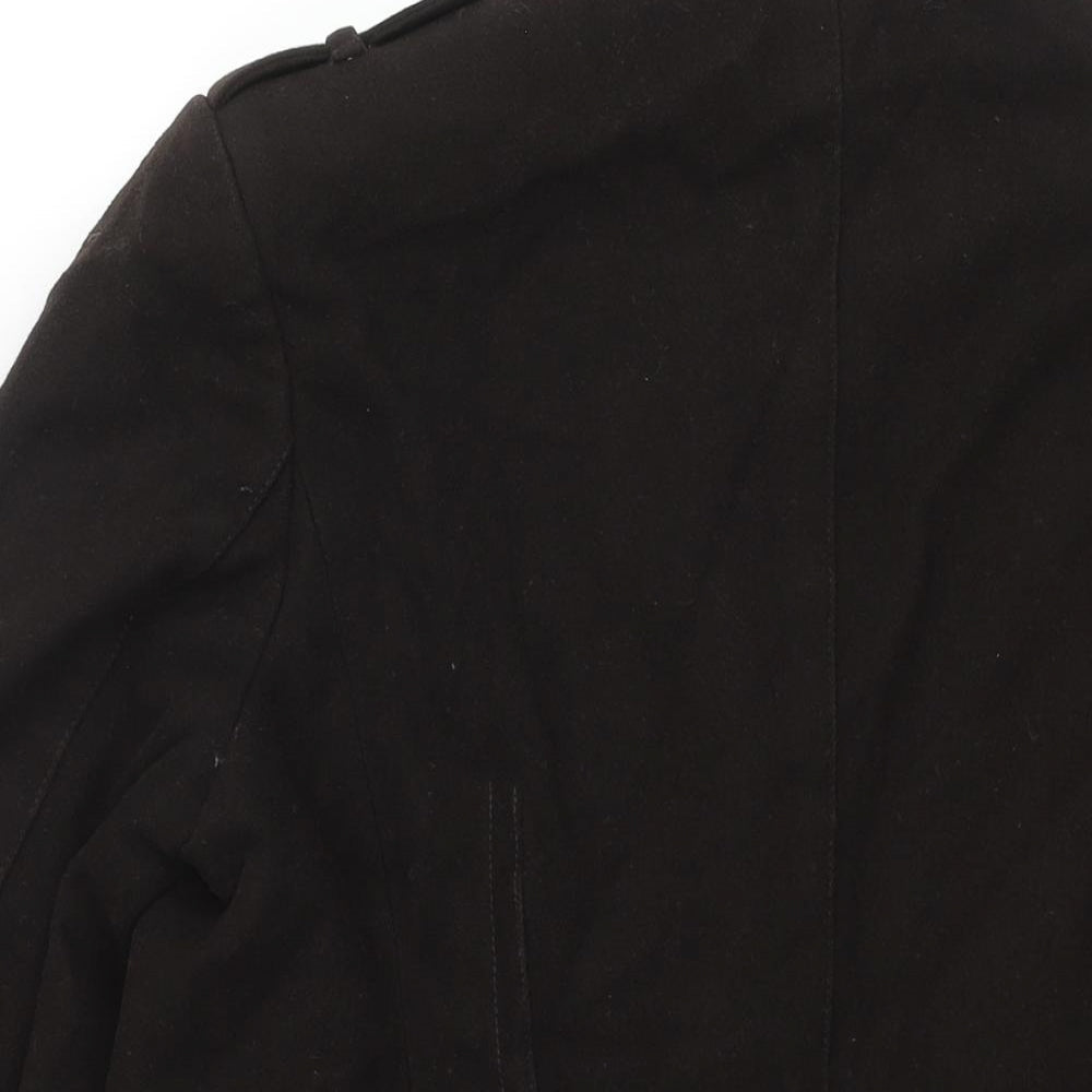 Linea Mens Brown Pea Coat Coat Size M Button