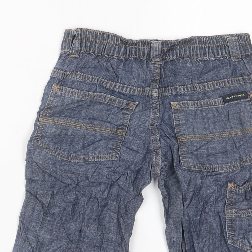 Next Boys Blue Cotton Bermuda Shorts Size 5 Years L8 in Regular Zip - Adjustable waist
