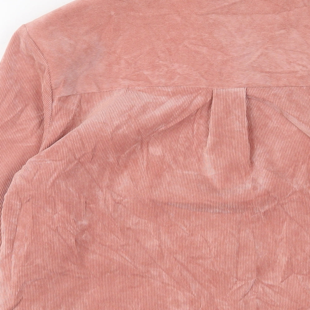 Gina Tricot Womens Pink Polyester Basic Button-Up Size S Collared