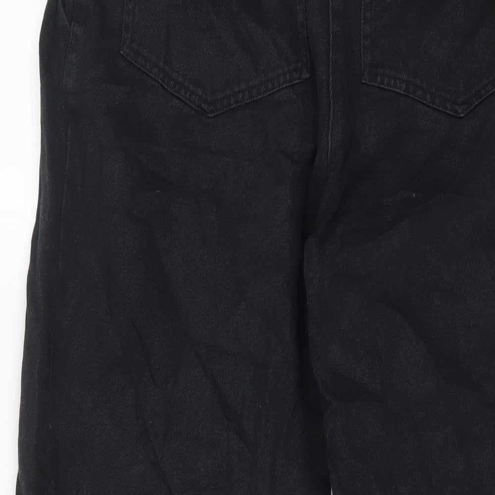 John Lewis Womens Black Cotton Wide-Leg Jeans Size 8 L23 in Regular Zip