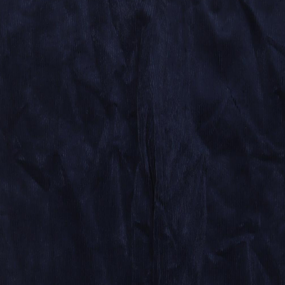 Marks and Spencer Womens Blue Cotton Trousers Size 46 L29 in Regular Zip - Short Leg