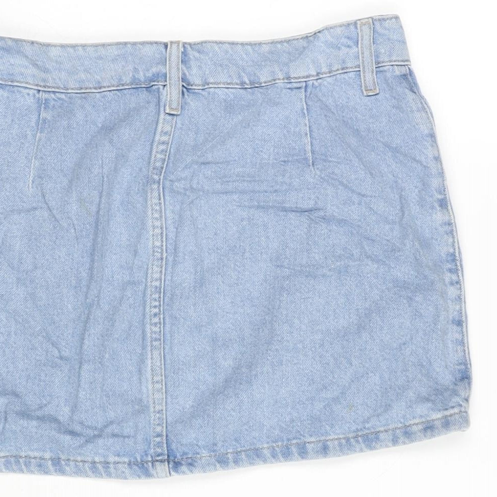 Denim & Co. Womens Blue Cotton A-Line Skirt Size 8 Zip