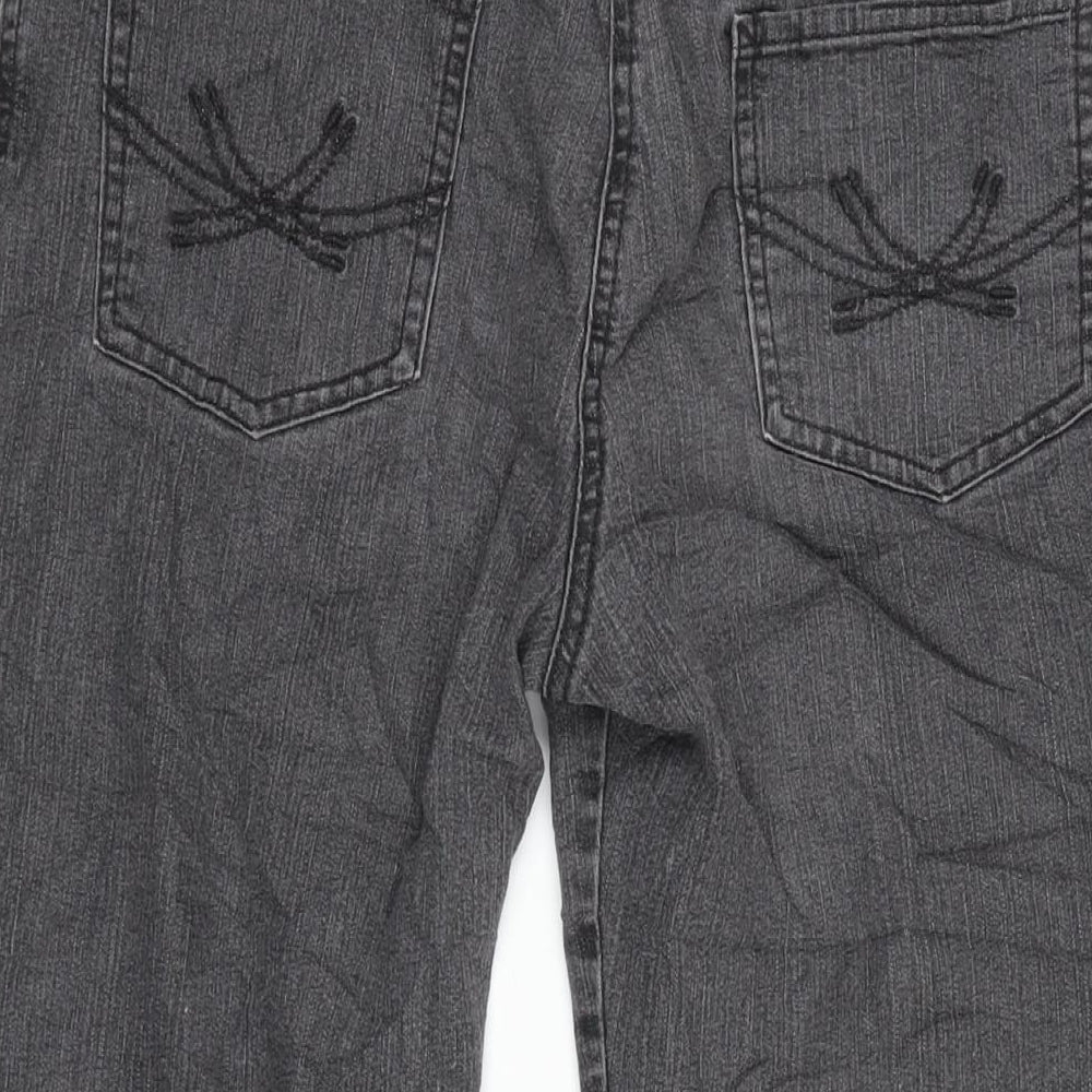 Marks & Spencer Womens Grey Cotton Blend Cropped Jeans Size 10 L20.5 in Regular Zip