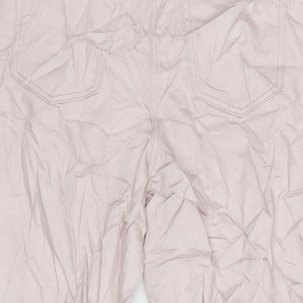 Next Womens Pink Cotton Blend Wide-Leg Jeans Size 8 L22 in Regular Zip